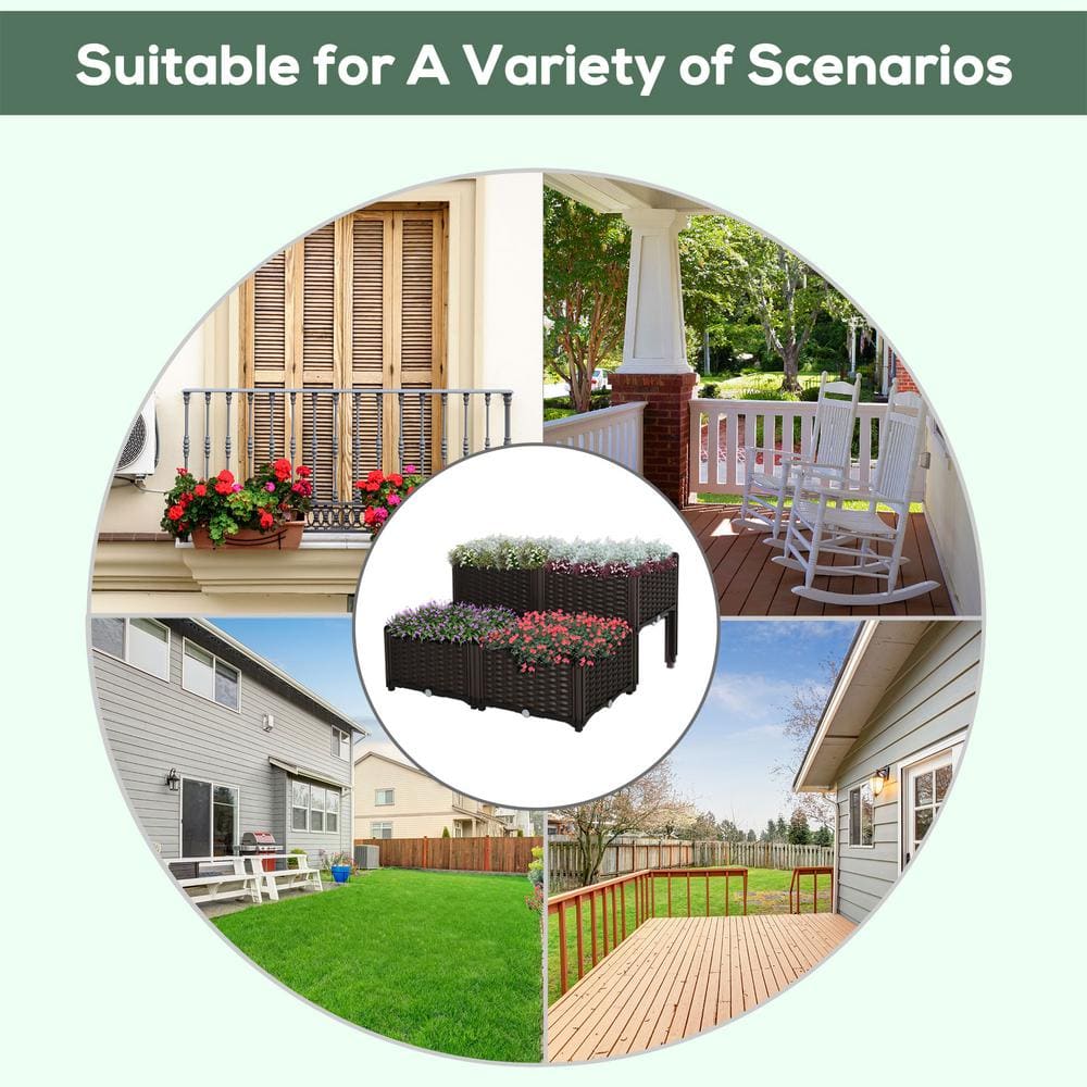 Brown Polypropylene Modular Self-Watering Raised Garden Bed