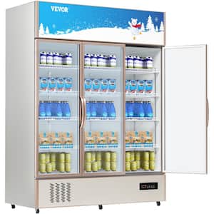 Commercial Refrigerator Capacity 35 cu.ft. Triple Swing Glass Door Display Fridge Upright Beverage Cooler with LED Light