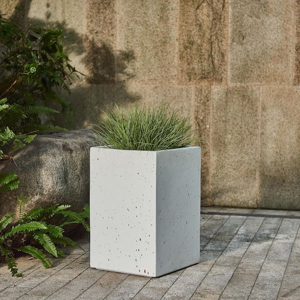 CHRISTOPHER KNIGHT HOME Lavonia 13.1 in. W x 20 in. H White Outdoor Concrete Rectangle Decorative Pots Planter Box, Magnesium Oxide (MGO)