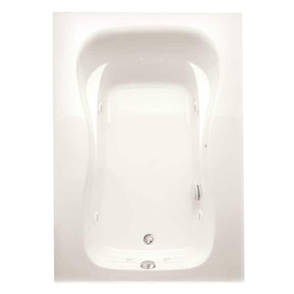 Marratta 60 in. Acrylic Whirlpool Bathtub Left Drain Rectangular Alcove with Heater in Biscuit