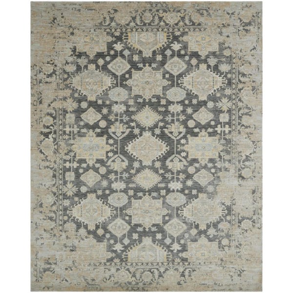 Blooma 2 ft. x 3 ft. Charcoal Brown/Grey Abstract Washable Area Rug