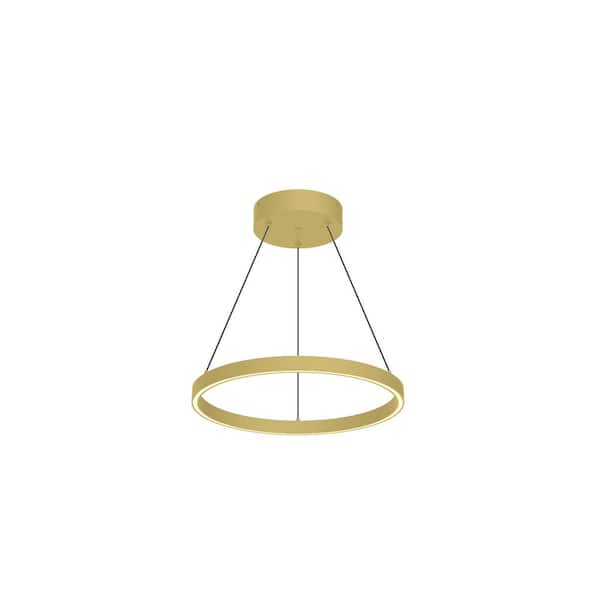 KUZCO Cerchio 18 in. 1 Light 37-Watt Brushed Gold Integrated LED Pendant Light