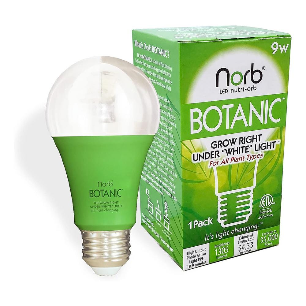 NorbBOTANIC 9W Equivalent A19 3100K White Plant Grow Light Bulb (1-Pack)