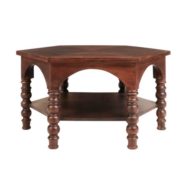 Home Decorators Collection Castine 36 in. Walnut Medium Specialty Wood Coffee Table with Detailed Legs