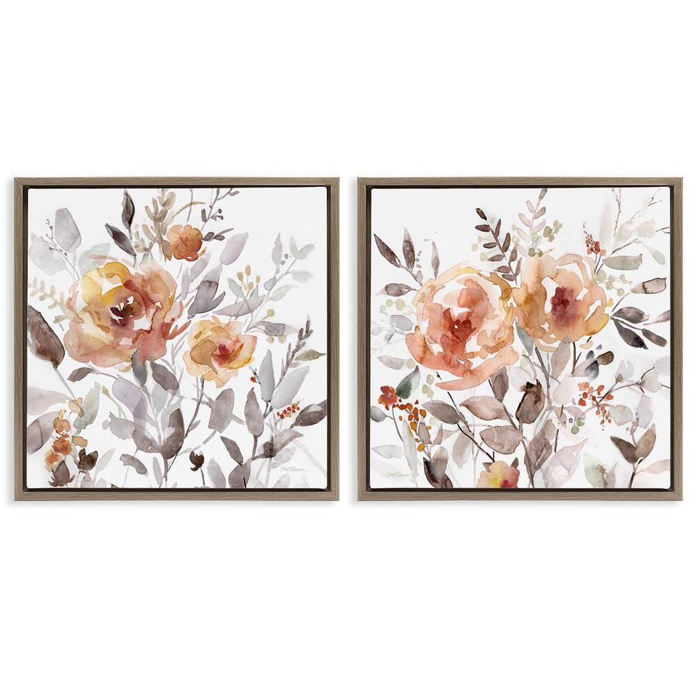 Brushed Abstract Blossoms by Carol Robinson 2-Pieces Brown Floater Frame Nature Graphic Art Print 25 in. x 25 in. price history on PriceWatchPro