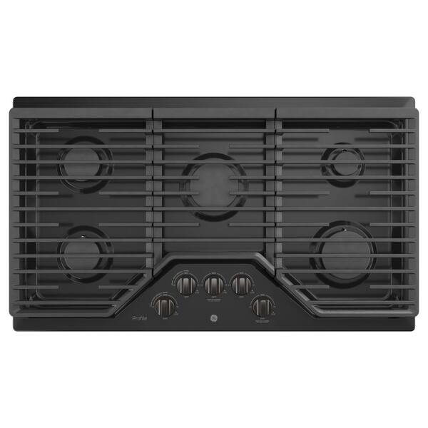 GE Profile 36 in. Gas Cooktop in Black Stainless Steel with 5 Burners including Rapid Boil Burner Technology