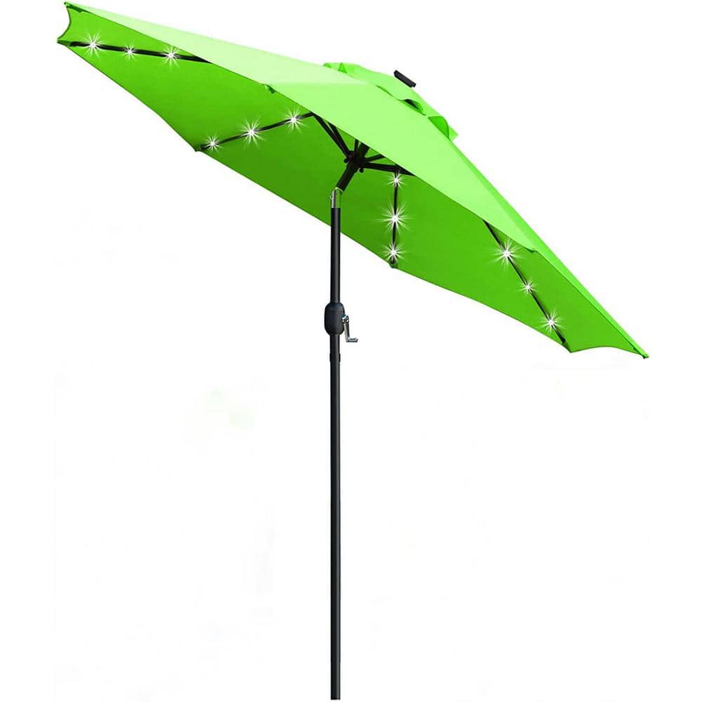 9 ft. Solar LED Lighted Patio Umbrella with 8 Ribs/Tilt Adjustment and Cran