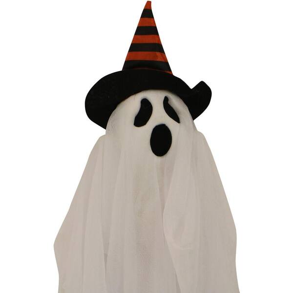 3 Hanging Glowing Ghost Decorations With Witch Hats - Halloween Outdoor Lights