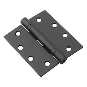 4 in. x 4-1/2 in. Black Full Mortise Ball Bearing Butt Hinge with Removable Pin (3-Pack)