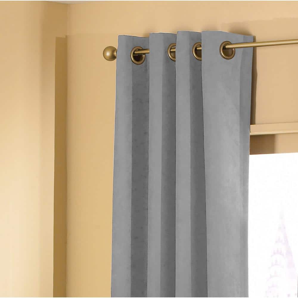 Pewter Faux Silk Room Darkening Grommet Window Panel, 144"
