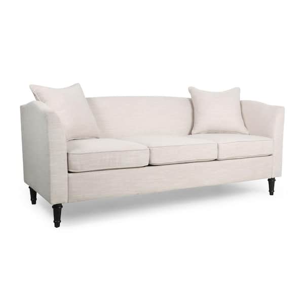Noble House Clyo 74.75 in. Beige and Dark Brown Polyester 3-Seats Sofa