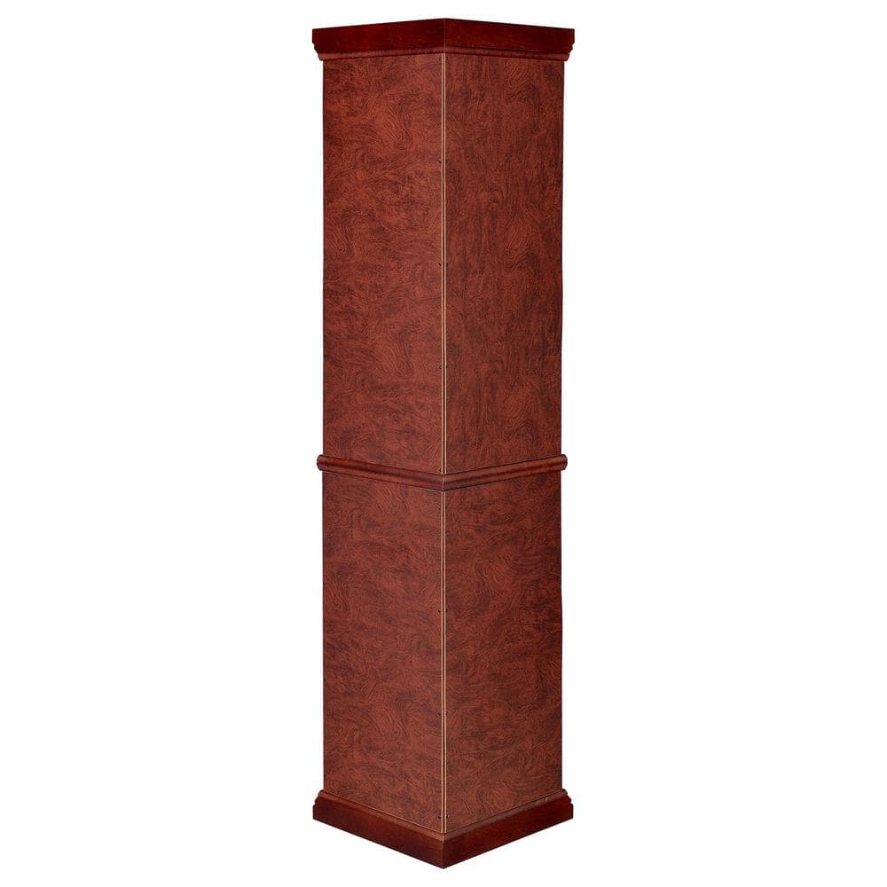 Medium Brown Lighted Corner Curio Cabinet with Glass Shelves