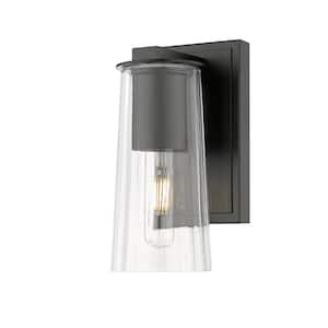 Titus 1-Light Matte Black Wall Sconce with Clear Glass Shade