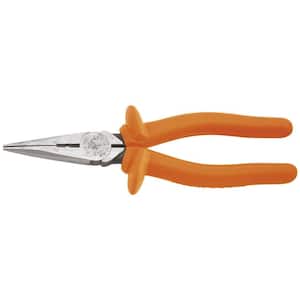 8 in. Insulated Heavy Duty Long Nose Side Cutting Crimping Pliers with Skinning Hole