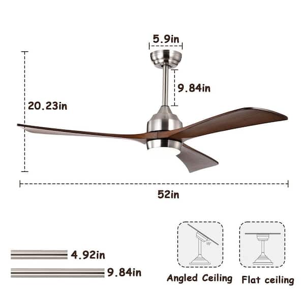 52 in. Indoor Sand nickel color Ceiling Fan with Light Kit and Remote Control