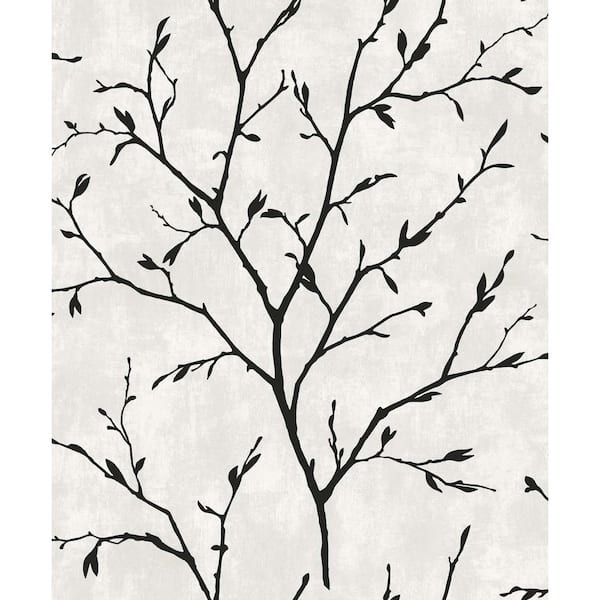 57.5 sq. ft. Contrast Avena Branches Nonwoven Paper Unpasted Wallpaper Roll