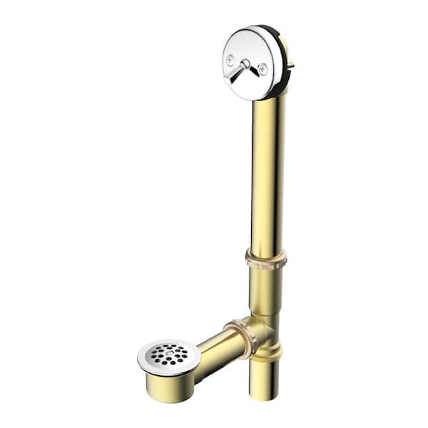 PF WaterWorks Chrome Trim Trip Lever Bathtub Drain - 20 Gauge Brass