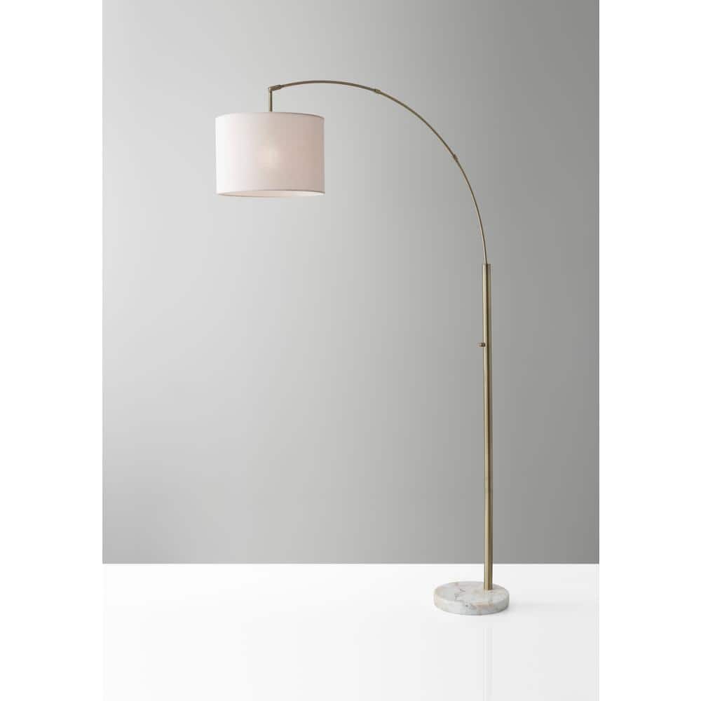 Antique Brass Adjustable Arc Floor Lamp with Marble Base