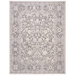 Reflection Dark Gray/Cream 8 ft. x 10 ft. Floral Distressed Area Rug