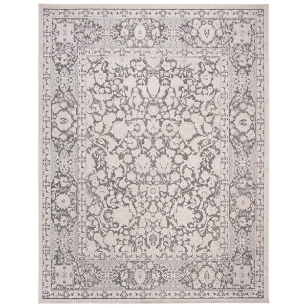 SAFAVIEH Reflection Dark Gray/Cream 8 ft. x 10 ft. Floral Distressed Area Rug