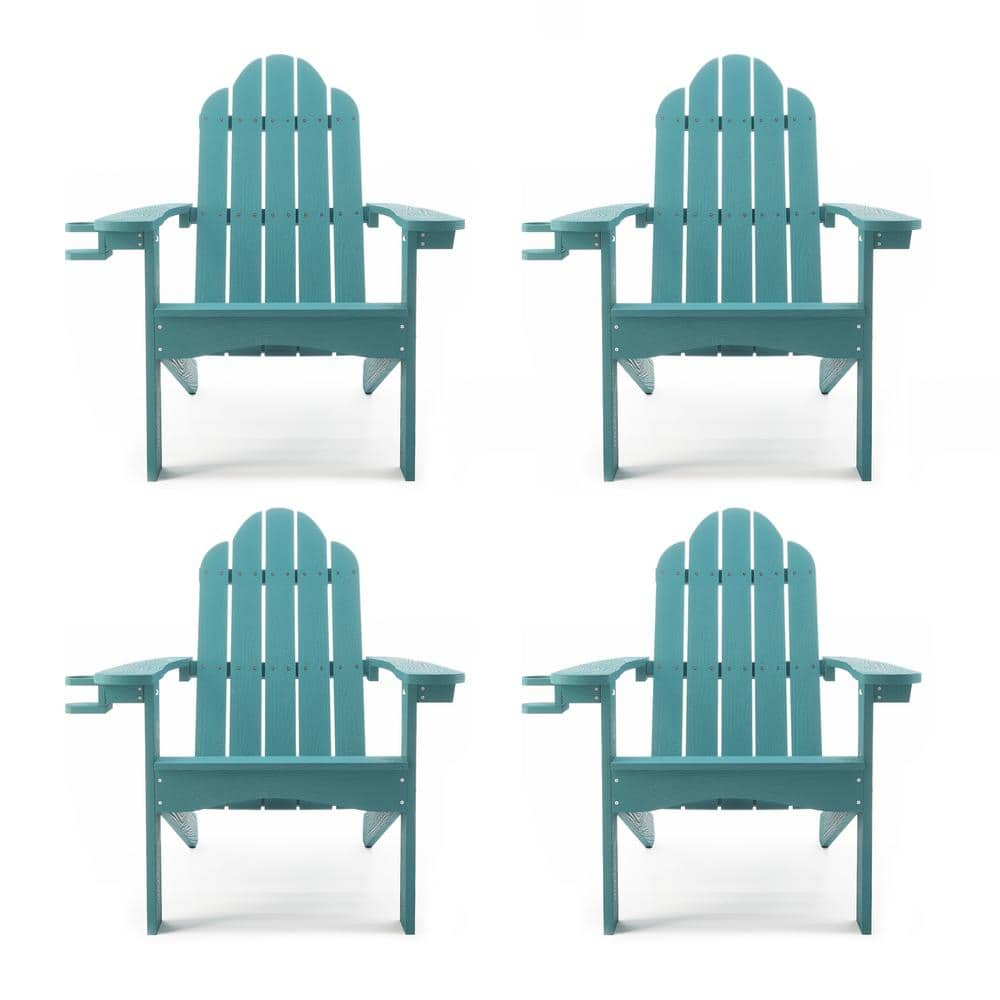 Lue Bona Miranda Folding Recycled Plastic Outdoor Patio Adirondack Chair With Cup Holder For