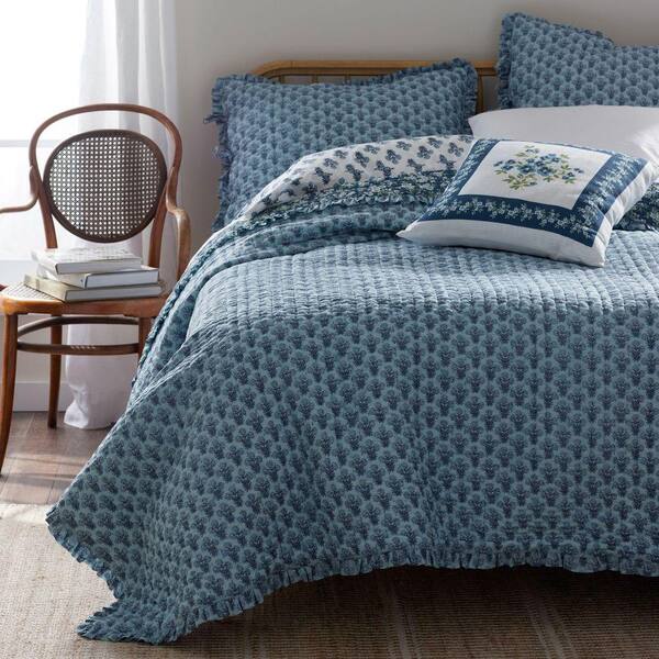 The Company Store Company Cotton Suhana Reversible Ruffle Blue