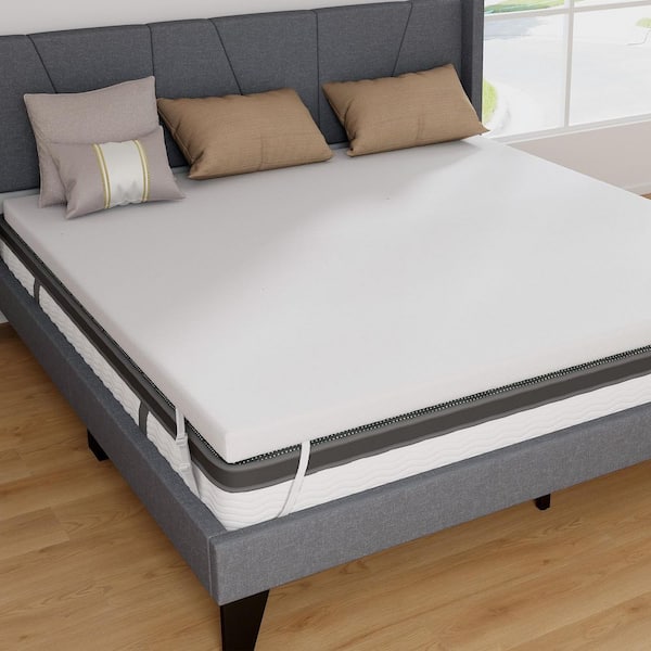 King Size Medium 3 in. Gel-Infused Memory Foam Mattress Topper with Removable Cover