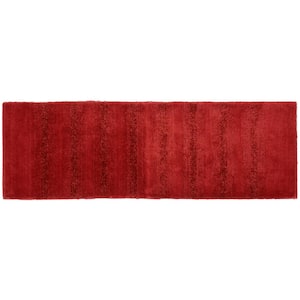 Essence Chili Red 22 in. x 60 in. Stripe Nylon Bath Mat