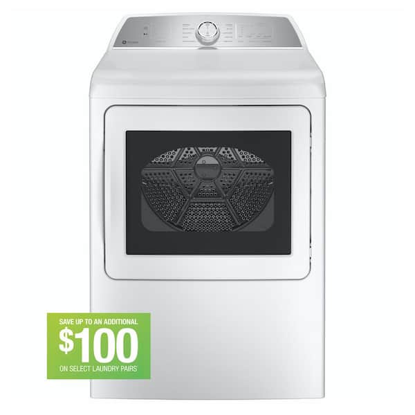 GE Profile 7.4 cu.ft. Smart Gas Dryer in White with Sanitize Cycle and Sensor Dry, ENERGY STAR