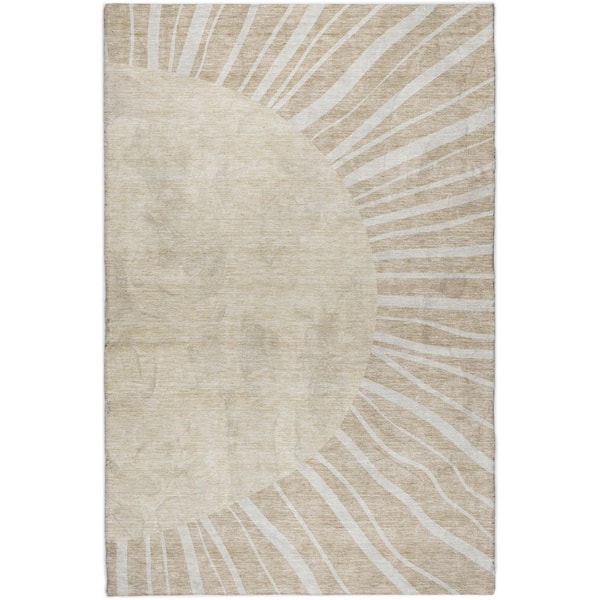 Dream Shag Premium Machine Washable Abstract ADS668 Beige 9 ft. x 12 ft. Area Rug