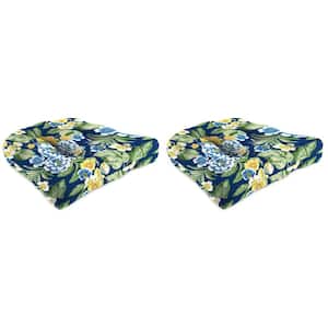 18 in. L x 18 in. W x 4 in. T Outdoor Square Wicker Seat Cushion in Binessa Lapis (2-Pack)