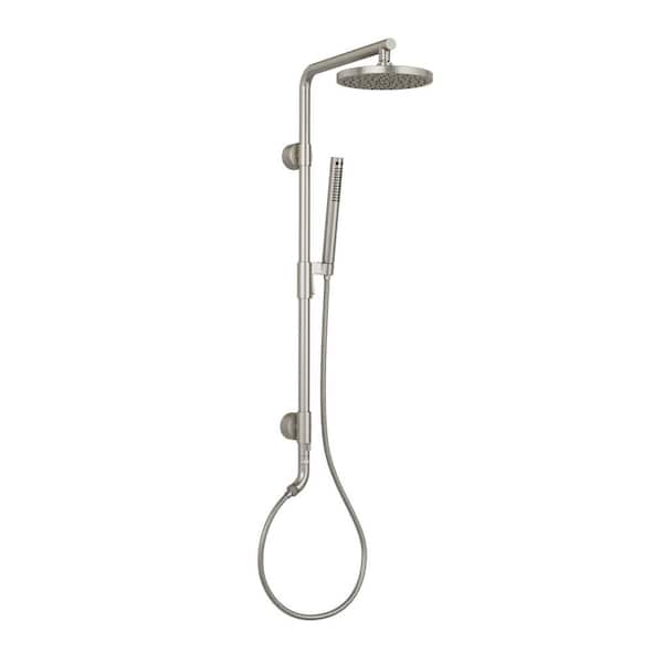 Kona 2-Spray Settings 1.8 GPM 8 in. Wall Mounted Dual Fixed and Handheld Shower Head in Brushed Nickel