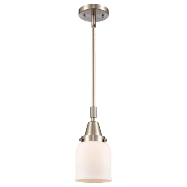Bell 100-Watt 1-Light Brushed Satin Nickel Standard Mini Pendant Light with Painted Glass Shade, No Bulbs Included