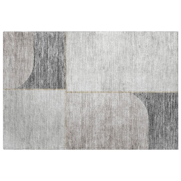 Dream Shag Premium Machine Washable Abstract ADS717 Taupe 3 ft. x 4 ft. Area Rug