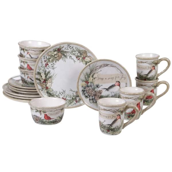 Certified International Holly and Ivy 16-Piece Holiday Multicolored Earthenware Dinnerware Set (Service for 4)