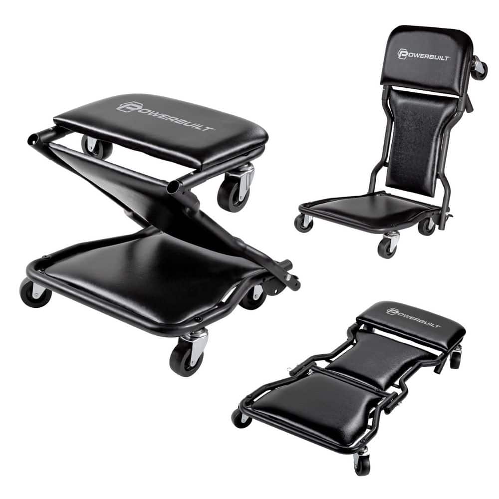 Powerbuilt 42 in. 300 lb. Capacity Black Triplex Folding Creeper