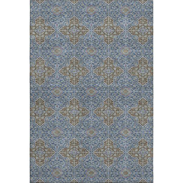Mayfield Premium Machine Washable Abstract AMF2410 Navy 8 ft. x 10 ft. Area Rug