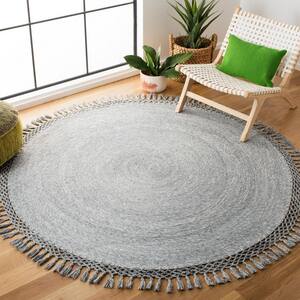 Sahara Silver 5 ft. x 5 ft. Round Solid Area Rug