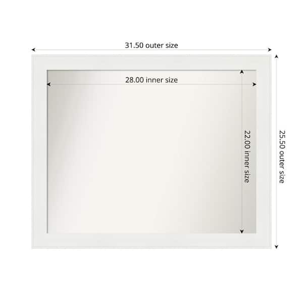 Amanti Art Vanity White Narrow 31.5 in. x 25.5 in. Custom Non-Beveled Recycled Polystyrene Framed Bathroom Vanity Wall Mirror