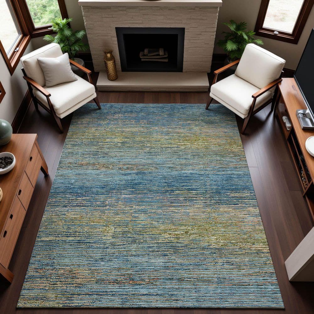 Mayfield Premium Machine Washable Abstract AMF1264 Denim 3 ft. x 4 ft. Area Rug price history on PriceWatchPro