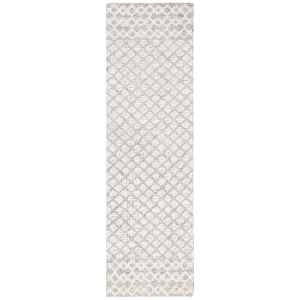 SAFAVIEH Abstract Ivory/Gray 2 ft. x 6 ft. Geometric Distressed Runner Rug