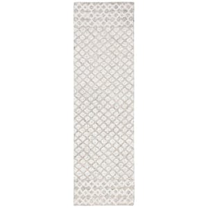 Abstract Ivory/Gray 2 ft. x 8 ft. Geometric Distressed Runner Rug