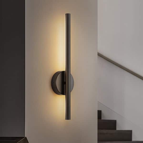 RRTYO Breshay 19.7 in. 1-Light Black Modern Linear Integrated LED 3000K Warm Light Wall Sconce with Light Bar