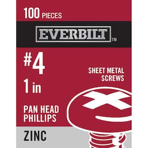 #4 x 1 in. Phillips Pan Head Zinc Plated Sheet Metal Screw (100-Pack)