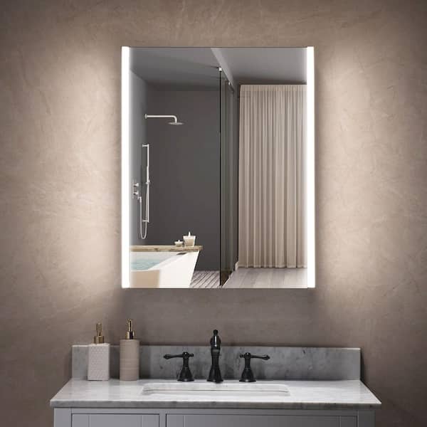 24 in. W x 30 in. H Rectangular Aluminum Surface-Mount Bathroom Medicine Cabinet with Mirror