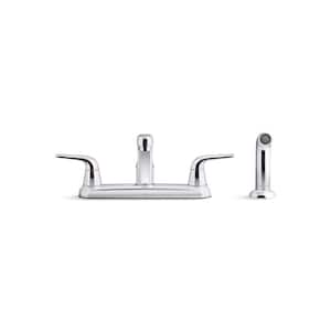 Jolt Double Handle Standard Kitchen Faucet with Pull Out Spray Wand in Polished Chrome