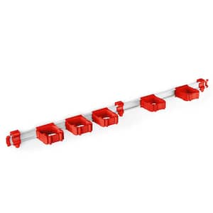 37 in. Universal Garage Storage Rail System with 5 Red One-Size-Fits-All Holders