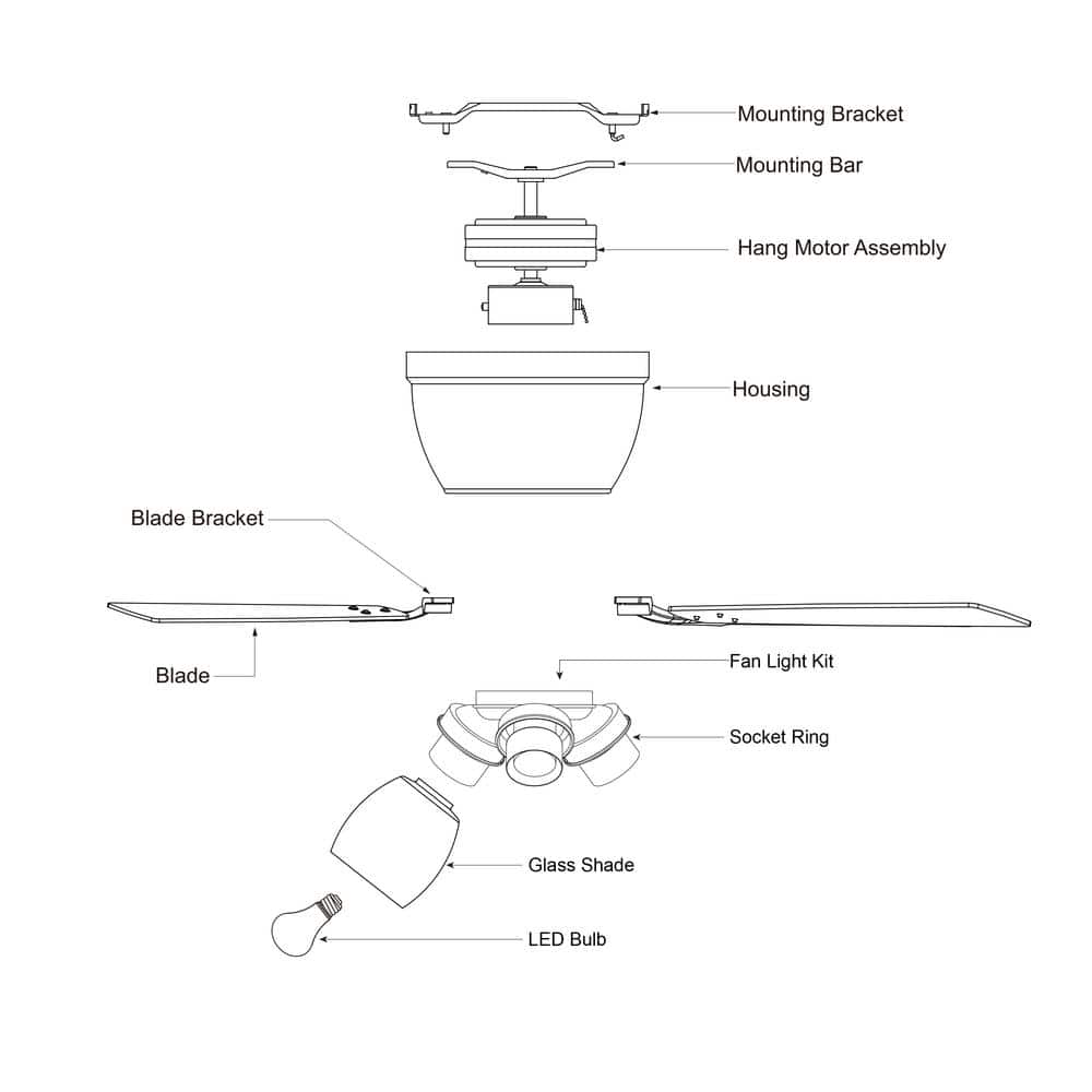 Brayton White 3-Light Flush Mount Ceiling Fan with Clear Glass Shades