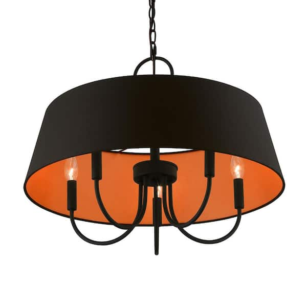 black and orange pendant light