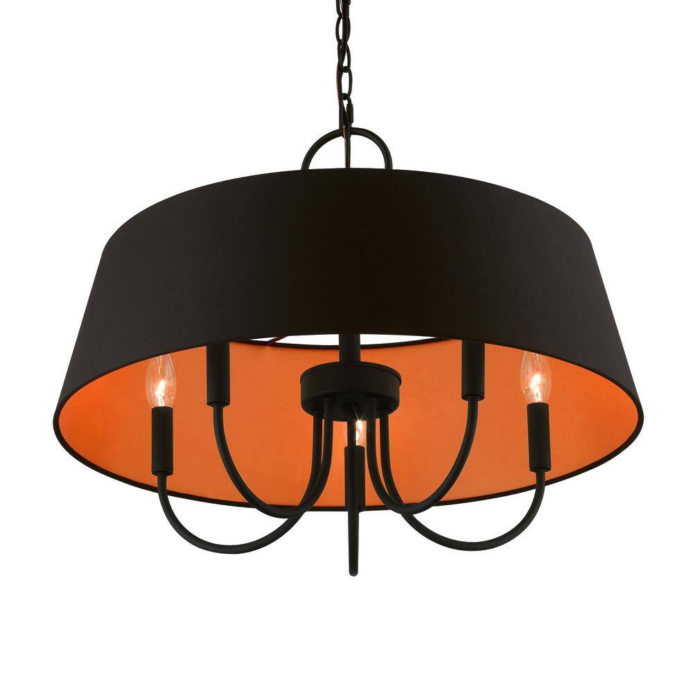 Palma Modern Retro 5-Light Black Drum Pendant Chandelier